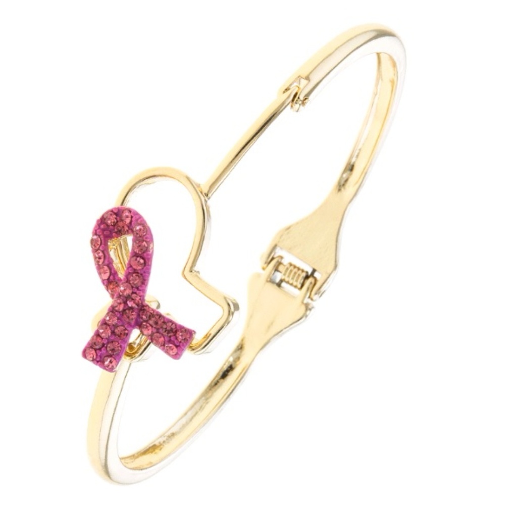  AWARENESS BRACELET GOLD WT PINK STONE - Picture 3 of 7